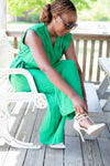 Sleeveless green jumpsuit